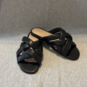 Stuart Weitzman Black Leather Mules